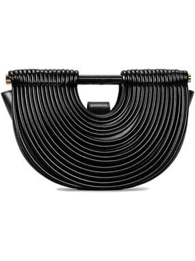 Half Round Woven Clutch Purse PU Leather Evening Wedding Party Handbag for Women